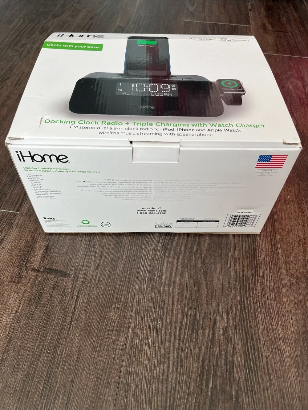 iHome Alarm Clock, Radio, Watch Charger Docking Station